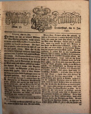 Bayreuther Zeitung Donnerstag 6. Januar 1791