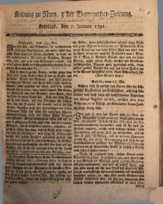 Bayreuther Zeitung Freitag 7. Januar 1791