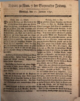 Bayreuther Zeitung Montag 17. Januar 1791