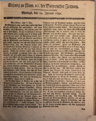 Bayreuther Zeitung Montag 24. Januar 1791