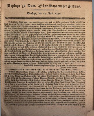 Bayreuther Zeitung Dienstag 19. April 1791