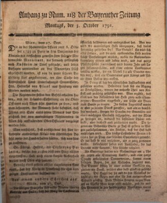 Bayreuther Zeitung Montag 3. Oktober 1791