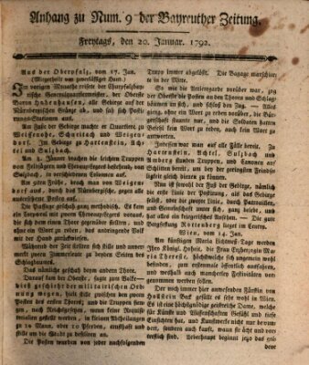 Bayreuther Zeitung Freitag 20. Januar 1792