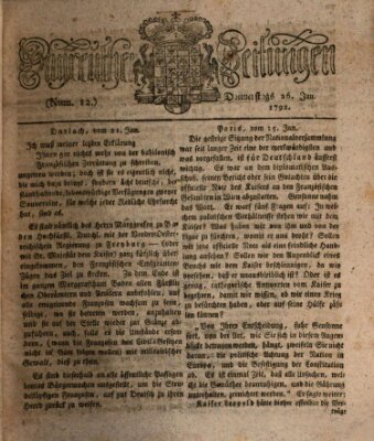 Bayreuther Zeitung Donnerstag 26. Januar 1792