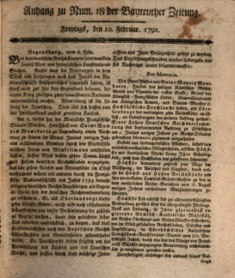 Bayreuther Zeitung Freitag 10. Februar 1792