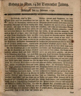 Bayreuther Zeitung Freitag 24. Februar 1792