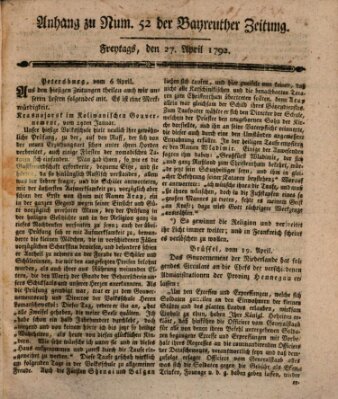 Bayreuther Zeitung Freitag 27. April 1792