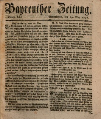 Bayreuther Zeitung Samstag 19. Mai 1792