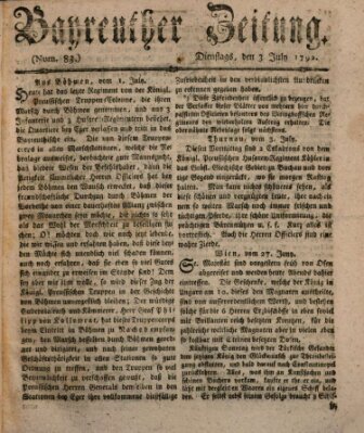Bayreuther Zeitung Dienstag 3. Juli 1792