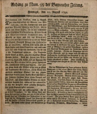 Bayreuther Zeitung Freitag 10. August 1792
