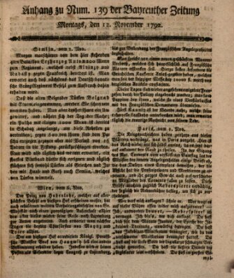 Bayreuther Zeitung Montag 12. November 1792