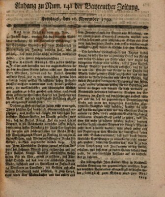 Bayreuther Zeitung Freitag 16. November 1792