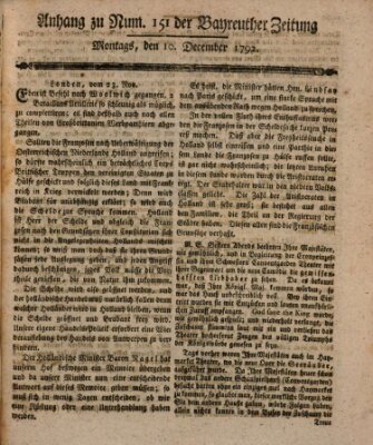 Bayreuther Zeitung Montag 10. Dezember 1792