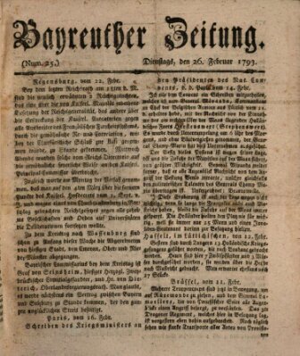 Bayreuther Zeitung Dienstag 26. Februar 1793