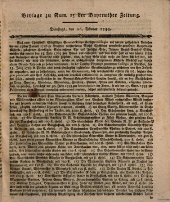 Bayreuther Zeitung Dienstag 26. Februar 1793