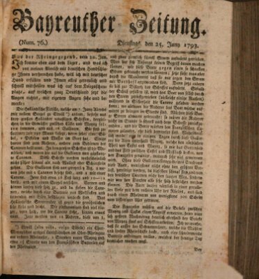 Bayreuther Zeitung Dienstag 25. Juni 1793