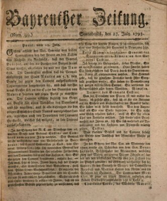 Bayreuther Zeitung Samstag 27. Juli 1793