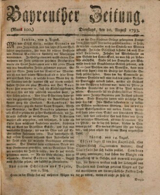 Bayreuther Zeitung Dienstag 20. August 1793