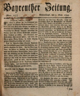 Bayreuther Zeitung Donnerstag 5. September 1793