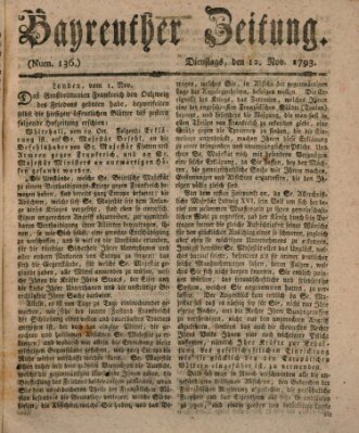 Bayreuther Zeitung Dienstag 12. November 1793