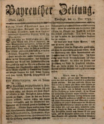 Bayreuther Zeitung Dienstag 10. Dezember 1793