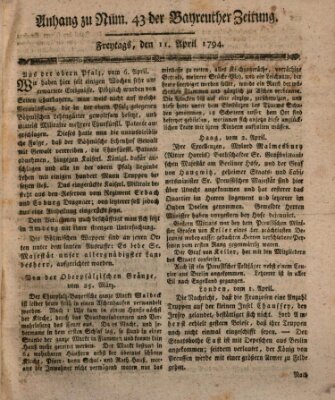 Bayreuther Zeitung Freitag 11. April 1794