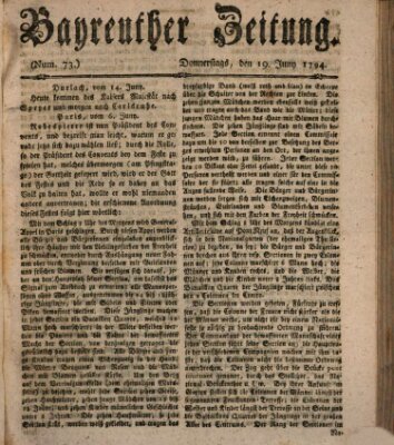 Bayreuther Zeitung Donnerstag 19. Juni 1794