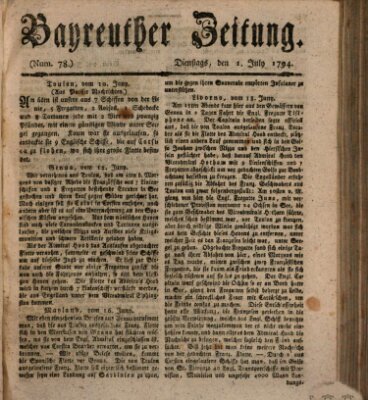 Bayreuther Zeitung Dienstag 1. Juli 1794