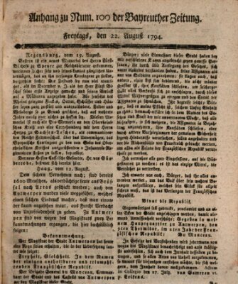 Bayreuther Zeitung Freitag 22. August 1794