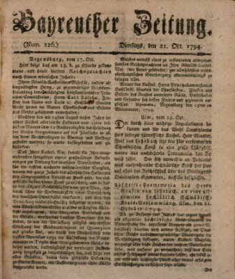 Bayreuther Zeitung Dienstag 21. Oktober 1794