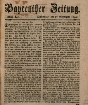 Bayreuther Zeitung Donnerstag 27. November 1794