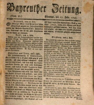 Bayreuther Zeitung Dienstag 17. Februar 1795