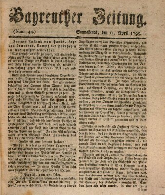 Bayreuther Zeitung Samstag 11. April 1795