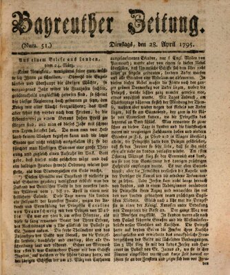 Bayreuther Zeitung Dienstag 28. April 1795