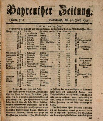 Bayreuther Zeitung Donnerstag 30. Juli 1795