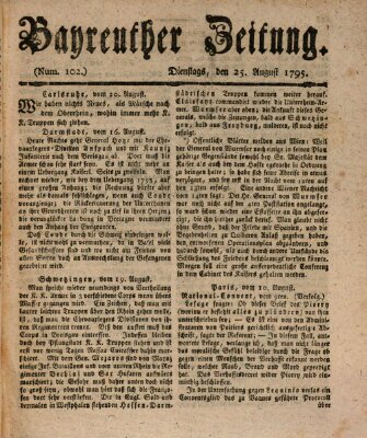 Bayreuther Zeitung Dienstag 25. August 1795