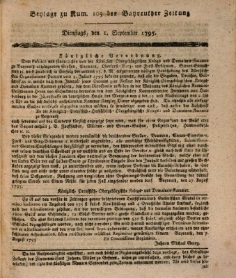 Bayreuther Zeitung Dienstag 1. September 1795