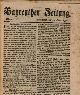 Bayreuther Zeitung Donnerstag 24. September 1795