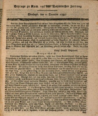 Bayreuther Zeitung Dienstag 1. Dezember 1795