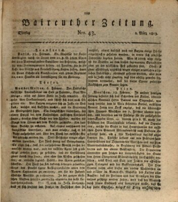 Bayreuther Zeitung Dienstag 2. März 1813