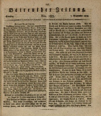 Bayreuther Zeitung Dienstag 7. September 1813