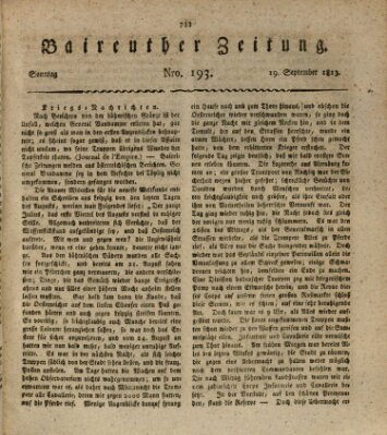 Bayreuther Zeitung Sonntag 19. September 1813