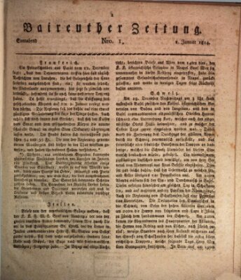 Bayreuther Zeitung Samstag 1. Januar 1814
