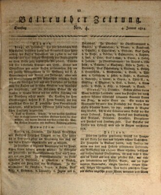 Bayreuther Zeitung Dienstag 4. Januar 1814