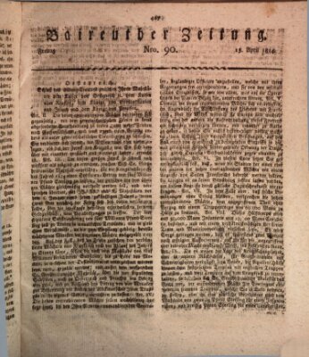 Bayreuther Zeitung Freitag 15. April 1814