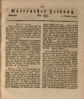 Bayreuther Zeitung Samstag 10. Dezember 1814