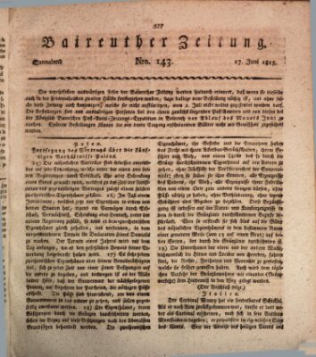 Bayreuther Zeitung Samstag 17. Juni 1815
