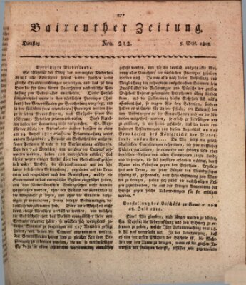 Bayreuther Zeitung Dienstag 5. September 1815