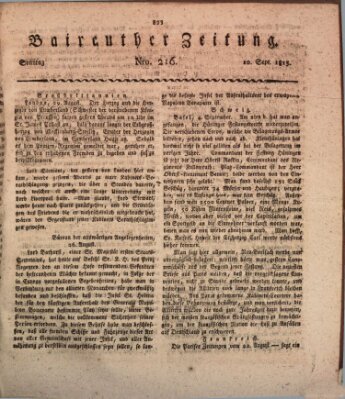 Bayreuther Zeitung Sonntag 10. September 1815