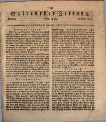Bayreuther Zeitung Dienstag 26. September 1815